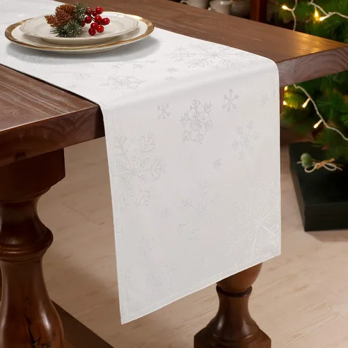 Vista 12 de HARORBAY Juego de 6 manteles individuales blancos, manteles individuales con copos de nieve dorados para comedor, cocina, fiesta, vacaciones