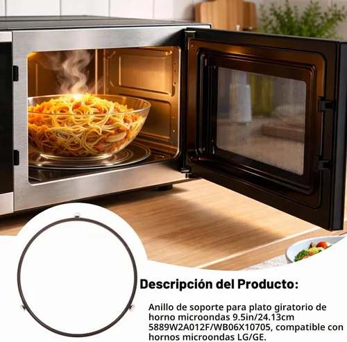 Vista 4 de Anillo de soporte giratorio para horno microondas de 9.5 pulgadas para GE Rodillo de plástico, rueda giratoria para soporte de placa giratoria