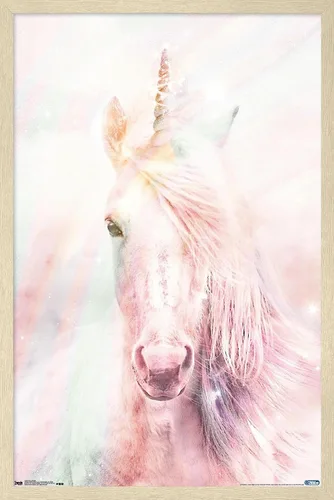 Vista 6 de Trends International Póster de pared de unicornio rosa, 14.725 x 22.375 pulgadas, versión enmarcada de madera de granero Versión enmarcada Barnwood