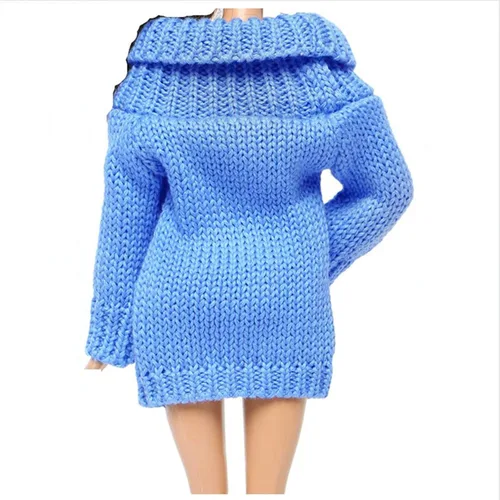 Vista 5 de Suéter de cuello alto de invierno azul para accesorios de muñeca de niña de 11.5 pulgadas