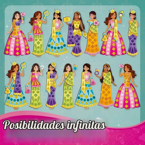 Vista 7 de Imagimake DIY magnético de vestir - princesa india, 30 vestidos magnéticos