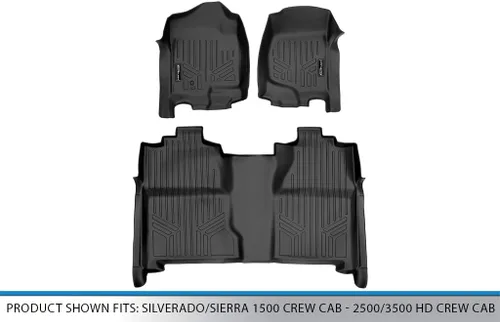 Vista 5 de SMARTLINER Juego de tapetes de piso de recubrimiento, de 2 filas, para Chevrolet Silverado 1500 2007-2013