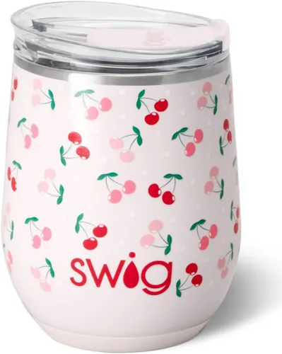 Vista 22 de Swig Life Vaso de vino de 12 onzas con tapa, acero inoxidable, apto para lavavajillas, portátil, triple aislamiento (todos los americanos)