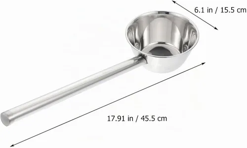 Vista 4 de Yardwe Cucharón de agua de mango largo de 18 pulgadas de acero inoxidable para cocina y jardinería, cuenco profundo, regadera para el hogar