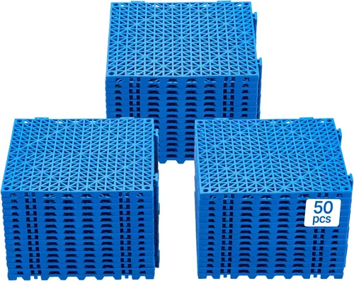Vista 18 de VEVOR Alfombra Modular Entrelazada, Paquete de 12 Piezas de 30,5 cm x 30,5 cm, Azulejos de Drenaje de PVC Suave Entrelazados, Agujeros de Drenaje