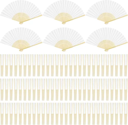 Vista 7 de Aodaer Abanicos plegables de papel de bambú para regalo de boda, recuerdos de fiesta, bricolaje, decoración del hogar, multicolor