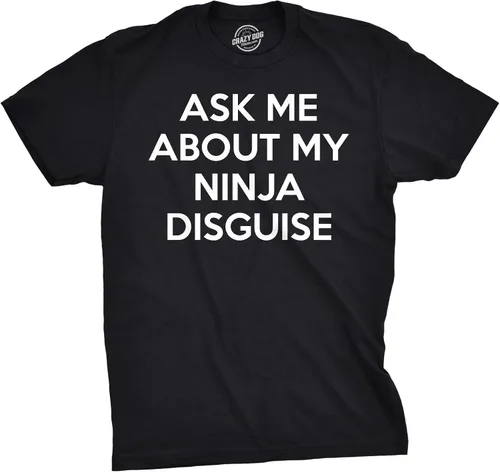 Vista 2 de Mens Ask Me About My Ninja Disguise Flip T Shirt Funny Costume Graphic Humor Tee