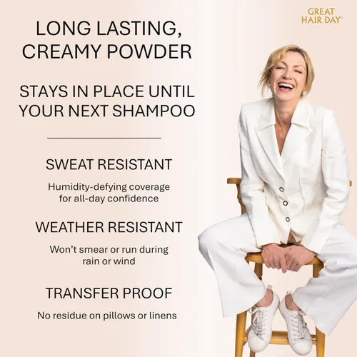 Vista 6 de Joan Rivers Great Hair Day Polvo de Retoque de Raíz – Polvo Rellenador para Cabello de Aspecto más Grueso y Abundante (Rubio Ceniza)