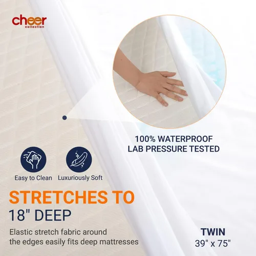 Vista 5 de Cheer Collection Protector de colchón impermeable para incontinencia, funda de colchón elástica transpirable y silenciosa