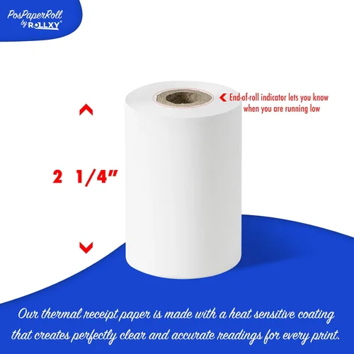 Vista 3 de 50 rollos de papel térmico de 2 1/4 pulgadas por 70 pies Verifone VX520 First Data FD400 Nurit 8000 8020 STP103 (48 gm)