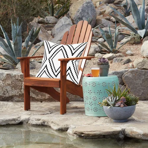 Vista 6 de Juego de 2 fundas de almohada para exteriores, impermeables, geométricas bohemias en blanco y negro para muebles de patio, fundas de almohada