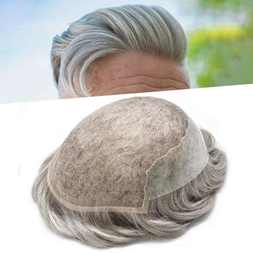 Vista 37 de Mens Toupee Human Hair Replacement System Swiss Lace Toupee For Men Hair Piece Protesis Capilar Mens Hairpiece 5X7#1 Jet Black 120% Density
