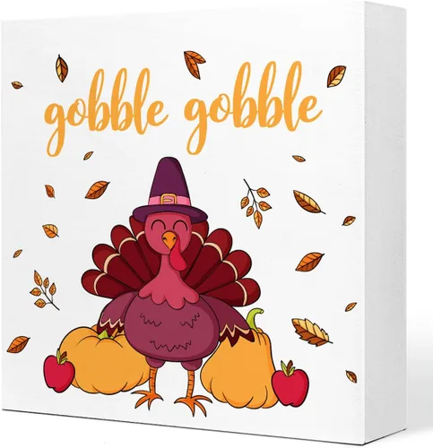 Vista 9 de Decoración de mesa de otoño, otoño, mercado, calabazas, cosecha, bloque de madera, decoración de escritorio, rústico, otoño, Acción de Gracias, caja