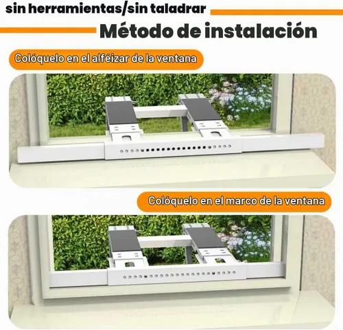 Vista 3 de Soporte de aire acondicionado sin perforación, soporte de CA ajustable para ventana que se adapta a ventanas individuales y dobles, acero resistente