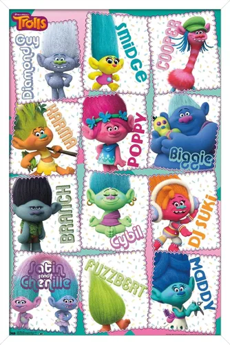 Vista 13 de Trends International Trolls - Grid Wall Poster, 22.4L x 14.7W, Barnwood Framed Version