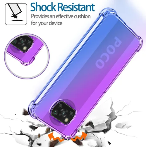 Vista 7 de Funda para Poco X3 NFC/Poco X3 Pro/Poco X3 Caso, Crystal Clear Case Gradient Slim Anti Scratch TPU A prueba de golpes Funda protectora para Xiaomi