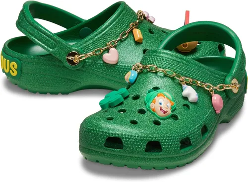 Vista 6 de Crocs Zuecos clásicos unisex para adultos con dijes de la suerte Verde Kelly