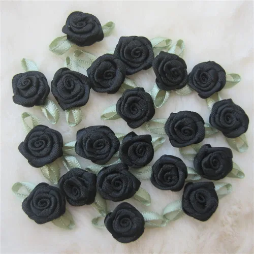 Vista 16 de 200 unids/lote mini lazos de cinta rosas flor raso rosetas tela adorno artificial apliques costura artesanía bricolaje hecho a mano decoración