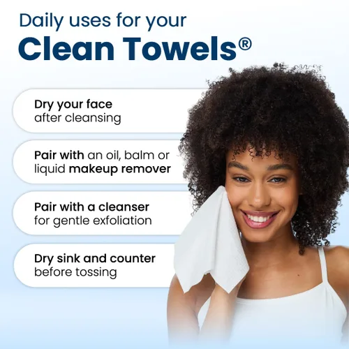 Vista 9 de Clean Skin Club Clean Towels, toalla facial 100% a base de plantas USDA, toalla facial desechable, aceptada por la asociación de eccemas, toallitas