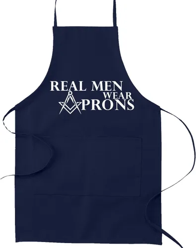 Vista 4 de Los hombres de verdad visten delantales de cocina masónico Delantal de cocina - [Natural]