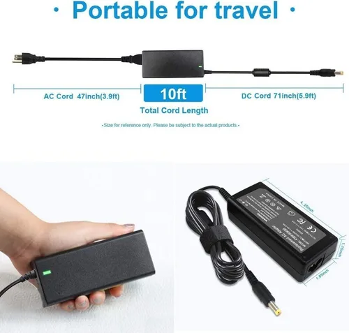 Vista 3 de Cargador adaptador de CA de repuesto para Acer Aspire One 751h-1211, 751h-1259, 751h-1273; Acer Aspire One 751h-1279, 751h-1292, 751h-1346; Acer