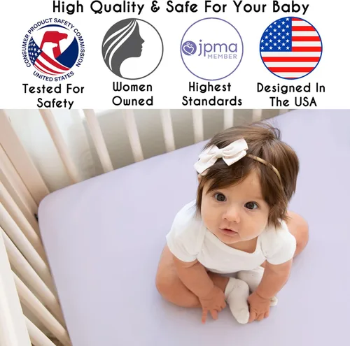 Vista 3 de Sweet Jojo Designs Sábanas ajustables para cuna de bebé (morado sólido) para niñas, guardería infantil, habitación de niños pequeños