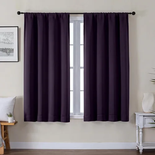 Vista 173 de Gwine Aqua Short Curtains 36 Inches Long - Small Half Window Kitchen Curtains Over Sink, Solid Blackout Curtain for Bathroom Basement Cabinet RV, 2
