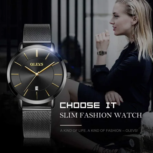 Vista 2 de OLEVS Relojes económicos para mujer, reloj analógico de cuarzo para negocios, de acero inoxidable, clásico, impermeable, reloj de pulsera único