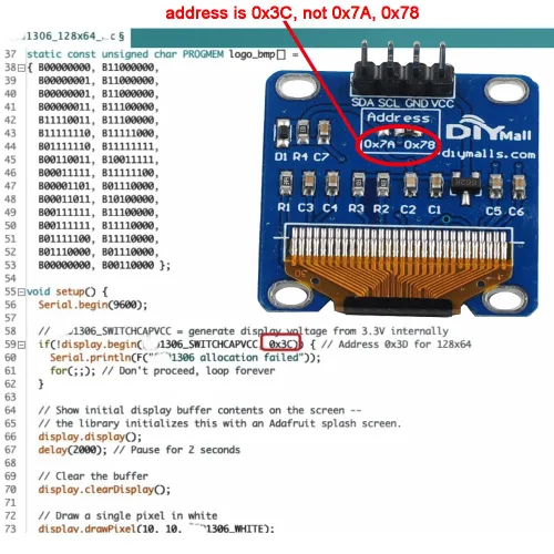 Vista 3 de Módulo de pantalla OLED de 0,96 pulgadas 128x64 SS– D 1306