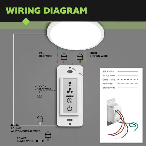 Vista 3 de Homewerks - Interruptor de temporizador de ventilador de baño LCD