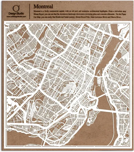 Vista 90 de O3 Design Studio Aberdeen - Mapa de papel cortado en papel blanco de 12 x 12 pulgadas