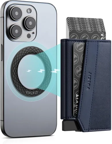 Vista 10 de VULKIT Cartera magnética desplegable para máximo 8 tarjetas, compatible con iPhone serie 12 o superior, incluye anillo magnético, empaquetado