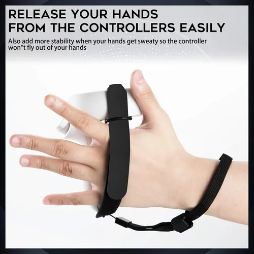 Vista 3 de (1 Pair) Orzero Adjustable Hand Grip Straps Accessories for Quest 2 VR Gaming Headset Controller, Handle Dropping Prevention - Black
