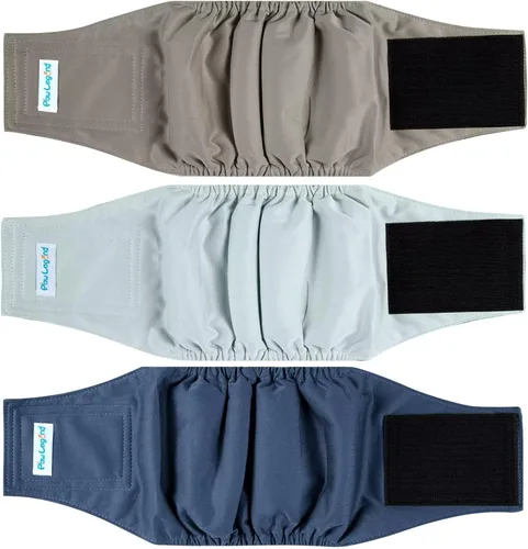 Vista 22 de Paw Legend - Pañales lavables para perro macho (3 unidades), XS, Ejército, Gris, Marina