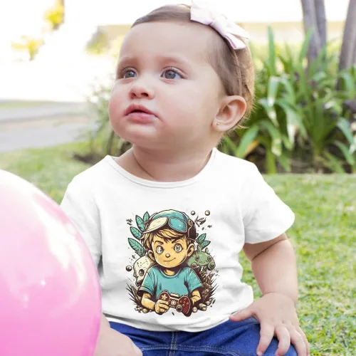 Vista 2 de Gamer Boy Baby Jersey T-Shirt - Anime Baby T-Shirt - Graphic T-Shirt for Babies