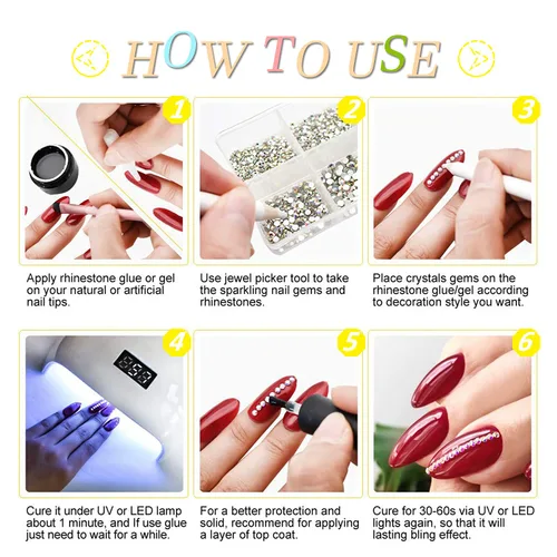 Vista 7 de 24 dijes de uñas de Navidad para uñas acrílicas, diamantes de imitación de uñas 3D, dijes de arte de uñas de diamante, dijes navideños para uñas