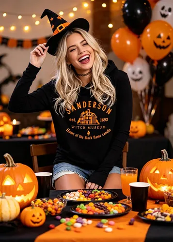 Vista 4 de Susongeth Halloween Sanderson Sisters - Sudadera con capucha para mujer, diseño de Hocus Pocus, de manga larga, ligera, sin botones Negro