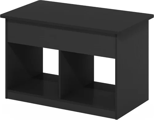 Vista 4 de Furinno Jensen - Mesa auxiliar elevable para sala de estar con compartimento oculto, estilo americano