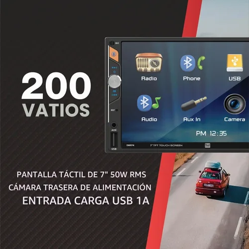 Vista 2 de Dual Electronics DMR74 Estéreo de coche doble DIN con pantalla táctil de 7