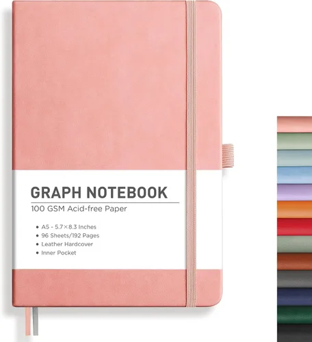 Vista 25 de RETTACY Cuaderno de diario con puntos y viñetas, 192 páginas, tamaño mediano A5 (5.7" x 8.3"), tapa dura de cuero, papel grueso de 100 gsm