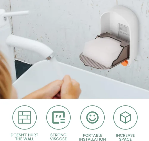 Vista 6 de NiHome 2 cajas de jabón para montar en la pared con cubierta y drenaje para ducha, instalación sin perforaciones, impermeable, a prueba de polvo