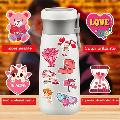 Vista 5 de XZENTIRA, 103 calcomanías para el día de San Valentín, calcomanías de amor, vinilo impermeable para botella de agua, portátil, regalos, monopatín