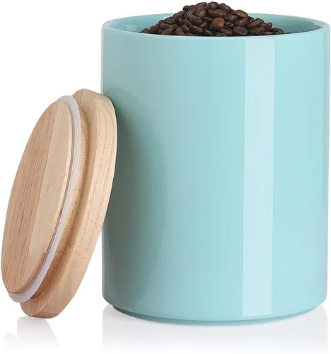 Vista 63 de Recipientes de cocina Sweejar, tarro de almacenamiento de cerámica para alimentos, recipientes apilables con tapa hermética de madera para servir