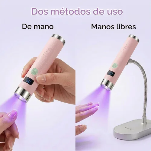 Vista 3 de Linssy Mini luz UV para uñas de gel,Sensor automático y soporte magnético Rosa