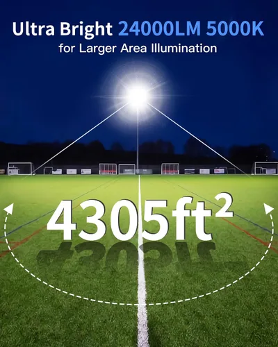 Vista 2 de Luz de inundación LED de 200 W para exteriores con enchufe+cable de 10 pies, luz de seguridad súper brillante de 24000 lúmenes, luz de trabajo LED