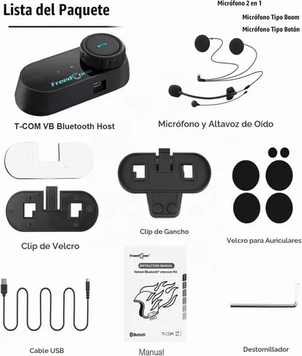 Vista 7 de TCOM VB - Casco de motocicleta con Bluetooth para uso compartido de música, sistemas de comunicación de intercomunicación universales de 800 M