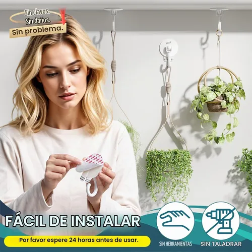 Vista 3 de TAILI Ganchos de techo adhesivos para plantas colgantes, sin taladro Blanco