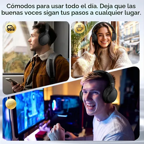 Vista 7 de Auriculares USB C con cable con micrófono, auriculares tipo C sobre la Negro