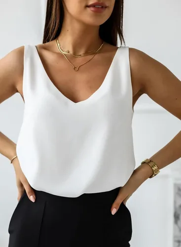 Vista 2 de Y YOLITEE Camiseta sin mangas de satén de seda para mujer, con cuello en V, tallas S-XXL