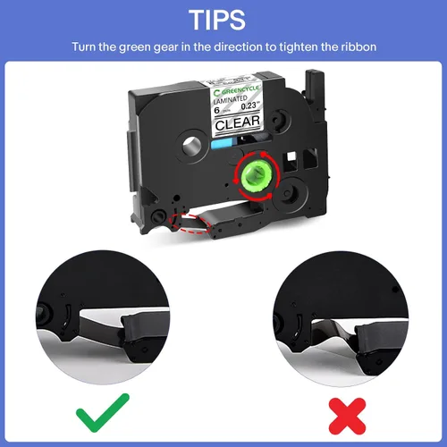 Vista 3 de GREENCYCLE Compatible para cinta de etiqueta Brother P-Touch TZe-111 TZe-211 TZe-315 6mm 0.23" laminada TZe TZ 1/4 pulgada negra sobre claro/blanco